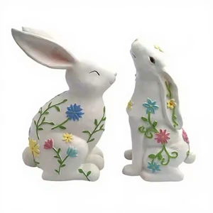 Rabbit Statue Resin Easter Bunny Cute Animal Home Decoration Sculpture
