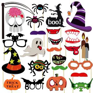 Halloween Photo Booth Props Pumpkin Spider Bat Party Supplies Funny Witch Skeleton Theme Selfie Props Halloween Party Supplies