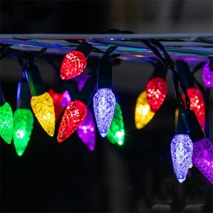 Christmas Led String Lights 16.5ft/5m 50 Strawberry Bulbs Battery Powered With 8 Lighting Modes for Outdoor Party Waterproof