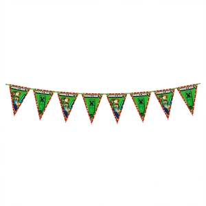 Minecraft Bunting Banner 2.3M Triangle Shape Digital Printed Party Decorations Birthday Supplies Disposable Paper Hanging Flags