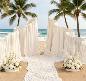 D1 Outdoor Customized Wedding Background Frame Drapery Wall Backdrop Wedding Ideas Wave Curved Wedding Backdrop Stand Metal Arch