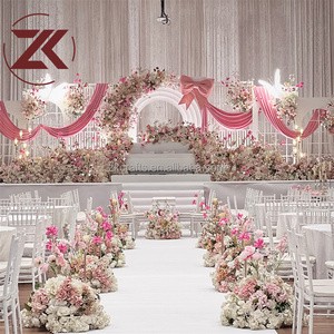 ZKAI Whole Set Wedding Backdrop Wedding Decorative Backdrop Wall Panel Acrylic Stage Event Background with Flower