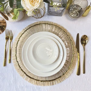 Elegant Gold Rim 13inch Charger Plates Bulk Wedding Centerpieces Table Under Charger Plates Wedding Decoration