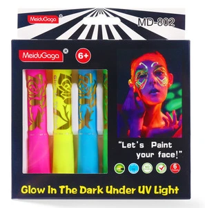 Face Paint Luminous Body Painting Halloween Water-soluble Face Paint UV Glow Crayons Holiday Makeup