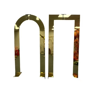 Luxury Wedding Decoration Backdrop Metal Shiny Gold Frame Metal Arch Backdrop Stand