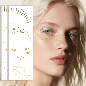 Waterproof Paper Star Glitter Face Tattoo Gold Foil Stamping Carnival Shining Decorative Freckle Temporary Tattoo Stickers