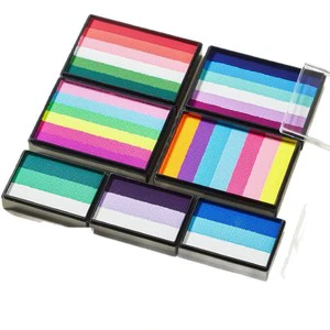 Wholesale Rainbow Split Color Face Paint Cake Crayon Brush for Children's Body Painting at Gay Parade Parties Temporary Washable