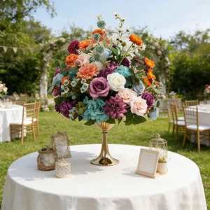 DKB Wholesale Wedding Table Decoration Arrangement Artificial Flower Ball Greenery Silk Wedding Centerpieces Supplies