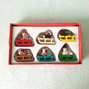 Wooden Holiday Gifts Christmas Sled Tree Ornaments