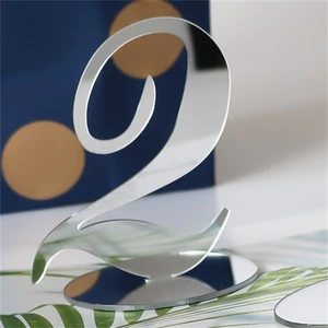 Mirror Acrylic UV Printed Customizable Table Numbers Holder Base 0-9 Gold Silver Seating Place Cards for Wedding Party Desktop