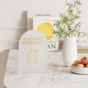 Matte Gold 5x7inch Acrylic Wedding Table Number Holders Place Cards Seating Chart Decorations for Reception Party Anniversary
