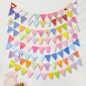 Wholesale Party Banners Colorful Triangular Flags Hanging Paper Banners for Birthday Festival Party Decoration
