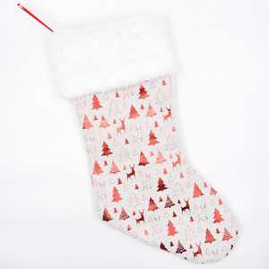 20Inch OEM Customized Logo Red Velvet Shiny Wholesale Bulk Christmas Stockings For Embroidery