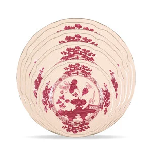 European pink Palace Classic Vintage Floral Designer Collection Ceramic Dinner Plate Tableware Wedding Plate Dinnerware