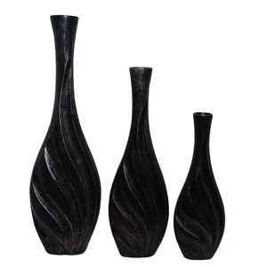 Unique Design Antique Cast Aluminium Decorative Flower Vases With Black Bronze Colour Powder Coated With Lining Textured