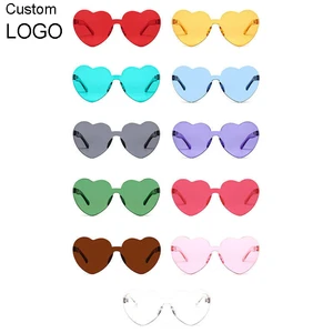Custom Wedding Favors Color Party One Piece rainbow Candy Sun Glasses Red pink love Heart Shaped Shades Sunglasses for Wedding
