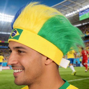 PARTYMENT Sports Game Event Accessories Argentina Croatia France Wig Band National Flag Banner Hairband With Country Color Wig