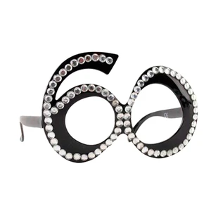 Cheap Plastic Birthday Novelty Fun Clear View Bling 60 Age Number Party Glasses HPC-0663