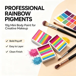 Professional Customized Non-Toxic Water Based Neon UV Colors Rainbow Split Cake Face Paint Palettes Body Painting Supplies