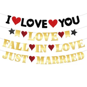 Wedding Party Decoration Letter Banner Happy Valentines Day Party Supplies Decoration Backdrop Ornament