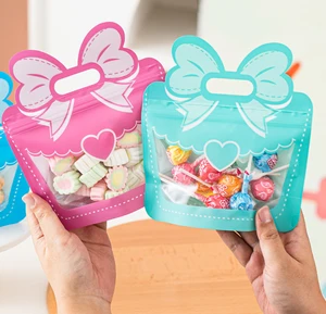 New Cute Cartoon Bow Candy Gifts Hand Bag with Window Party Favor Gifts Candy Snacks Package Bag