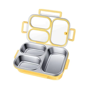 Stainless Steel Lunch Containers Meal Prep 3 Compartments Lunch Box Metal Bento Lunch Boxes Adult Leak Proof Toddler Kids Plates