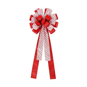 MSD Ribbon Printed Manufacture Red And White Burlap Christmas Ribbon Bow For Merry Christmas