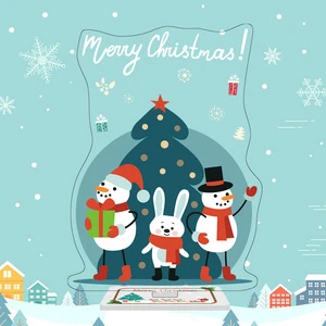 Custom 3D Eco-Friendly Cartoon Anime Style Christmas Tree Decorative Standee Plastic UV Printed Acrylic Custom Color Christmas