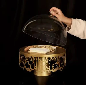 Hot Selling Luxury Metal Tabletop Ware With Glass Cap Ramadan Eid Special Party Tableware & Decorations