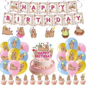 New Capybara Chinese New Year Birthday Party Decorations Disposable Paper Tableware Cute Cups Plates Napkins Tablecloths Bunting