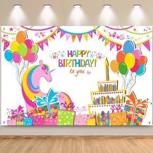 Colorful Birthday Photo Backdrop Banner for Party Decorations