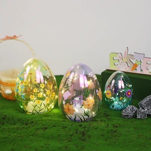 Easter Crafts And Decorations Artificial Glass Hand Painted Easter Egg Lamp Table Decoration