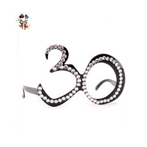 Cheap Plastic 30th Birthday Novelty Funny Clear View Bling Party Glasses HPC-0650