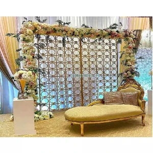 Dazzling Wedding Reception Stage Candle Wall Customized Color Lightweight Metal Elegant Indoor Wedding Stage Candle Walls Fancy