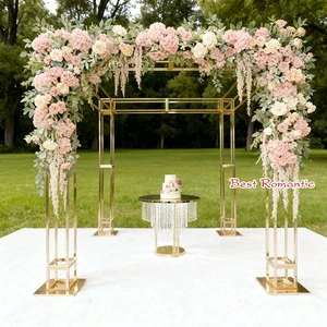 Iron Art Electroplated Gold Arch Outdoor Wedding Square Pavilion Photo Booth Background Stand 2.2m X 2.2m