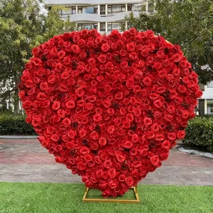 Rose Love Arch Wedding Party Event Decor Roll up Artificial Flower Wall Background Wall