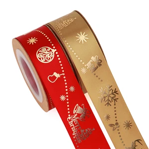 Custom Satin Ribbon Printing Decorating Christmas Tree Ribbon Reasonable Price Christmas Gift Ribbon