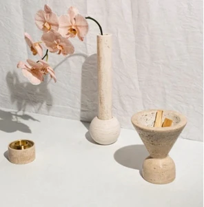 Modern Arabic Design Mabkhar Beige Travertine Oud Incense Burner Cone Stone Marble Bakhoor For Indoor Use