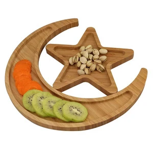 Bamboo Moon Star Ramadan Kareem Serving Platters Trays Dish Serving Trays Eid Mubarak Decorations Table Decorations Supplies