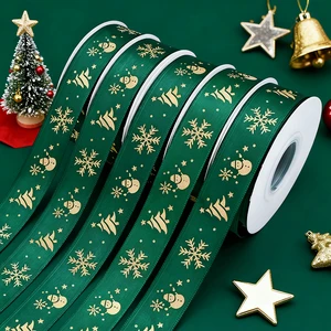 Wholesale Polyester Christmas Ribbon for Gift Box - Support Custom Logo & Gold Foil Printing, Source Factory
