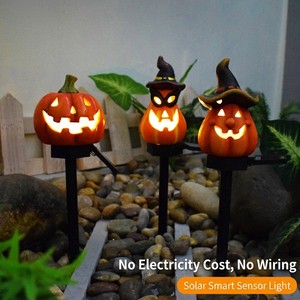 New Halloween Solar IP65 LED Resin Garden Light Wizard Pumpkin Hat Ghost Festive Decorative Atmosphere Lighting For Home Decor