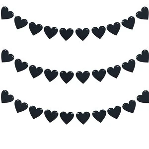 Heart-Shaped Felt Flag for Valentine's Day Wedding Personalizable Black Love Decorative Banner Woven Party Wall Decoration