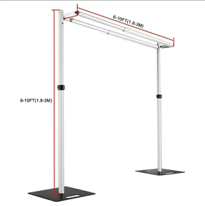 Adjustable Wedding Background Frame with Steel Base Table Arch Hanging Curtain Telescopic Pole Backdrop Stand