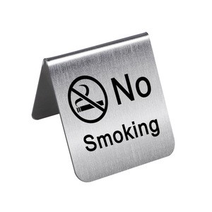 Double-Sided Chinese-English Reserved Seat Sign Stainless Steel No Smoking Triangle Table Card for Hotels & Restaurants