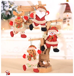 Handmade Plush Christmas Hanging Ornament Santa Claus Snowman Reindeer Bear Fabric Doll Tree Decoration Holiday Home Decor