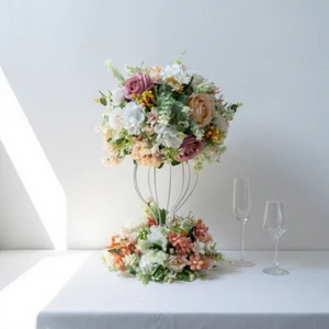 Luxury Silk Flower Wedding Banquet Table Round Ready-made Arrangement Handmade Durable Customizable Hotel Activity Decoration