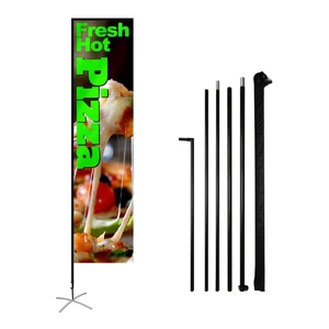 Large Rectangle Feather Flag Banner Sign Display with Pole Kit and Ground Spike for Event Show Restaurant Market Business Owner