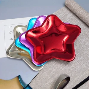 Hot Seller Silver Star Shaped Paper Plate Christmas Five Point Star Plates Set for Party Tableware Decorations