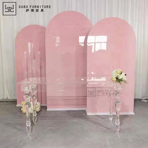 Luxury Wedding Event Decorations Acrylic Arch Panel PVC Stage Backdrop Flower White Pvc Wedding Event Backdrop for Decoration