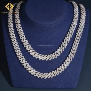 In USA Warehouse Iced Out Hip Hop Silver S925 12mm FL Moissanite Diamond GRA Certificate Miami Cuban Chain & Bracelet Man Style